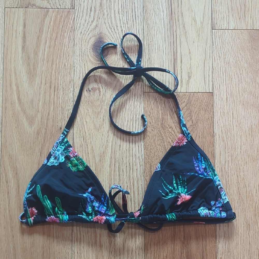 Eidon. Tropical Floral Tie-Up Bikini Top.Size XS.